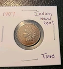 1907 Indian head cent penny full Liberty nice tone