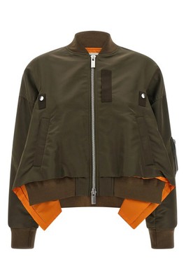 SACAI Assymetrical Green Nylon Bomber Jacket New & Authentic | eBay