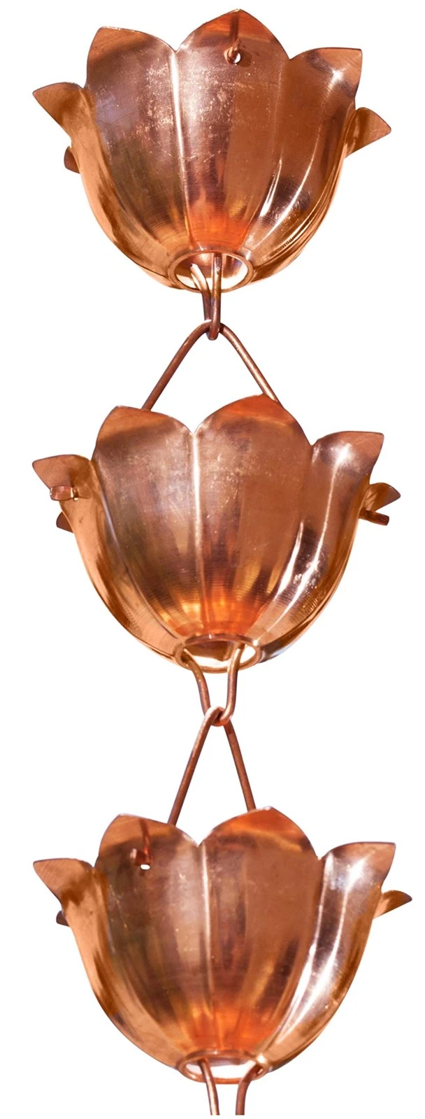 Monarch Rain Chains Pure Copper Lotus Rain Chain, 8.5 ft Decorative Rain Catc...