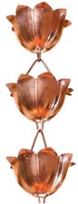 Monarch Rain Chains Pure Copper Lotus Rain Chain, 8.5 ft Decorative Rain Catc...