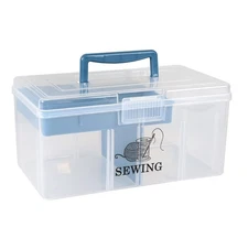 Plastic Sewing Supplies and Tool Box with Handle 12 inch sewing box organizer...