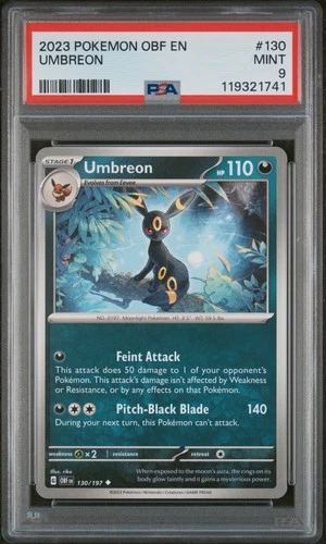 2023 POKEMON OBF EN #130 UMBREON PSA 9 OBSIDIAN FLAMES BASE