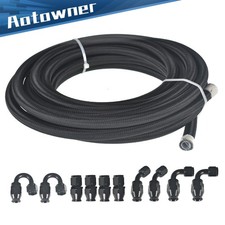 6AN- AN6 Black 20/30ft Nylon Braided PTFE Fuel Line 10 Fittings Hose Kit For E85