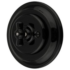 Unterputz Porzellan Vintage Retro Drehschalter I Wechselschalter I PR1 schwarz