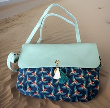 Shoulder Bag Parrot Pattern Small Tassel Charm Cloth Body Faux Leather Flap