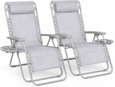 Zero Gravity Chairs Set of 2, Folding Reclining Garden Chairs, Outdoor Chair