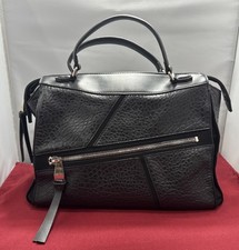 Nine West Underwraps Black Satchel Top Handle Soft Faux Leather Handbag Purse