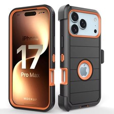 Rugged Defender Phone Case Holster Clip for Apple iPhone 15 16 17 Pro Max Air