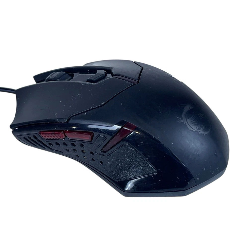 MSi Interceptor DS B1 Gaming Mouse 5 Button Wired Scroll Wheel Black Red Lights - Image 3 of 4