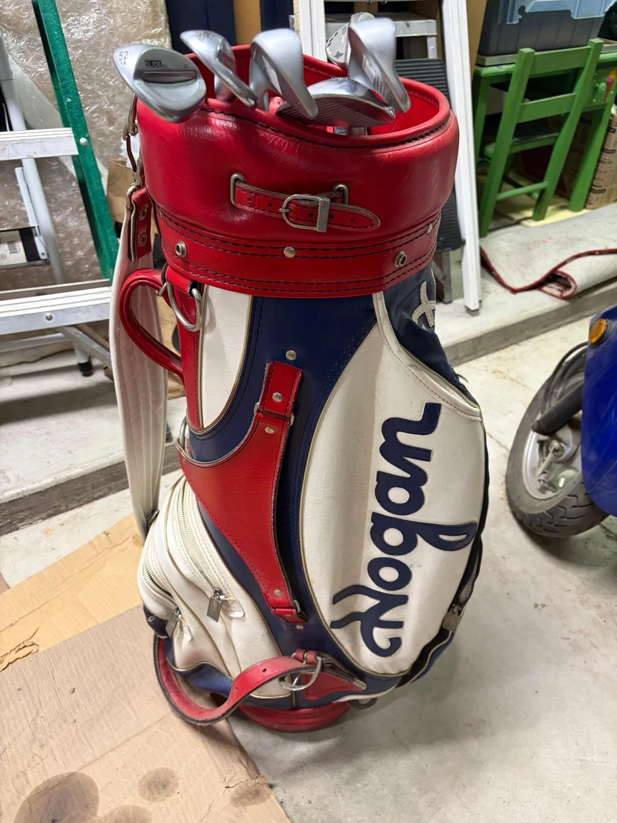 Hogan ゴルフバッグ・キャディバッグ Ben Hogan キャディバッグ 6分割 ネイビー × ホワイト レザー ゴルフ