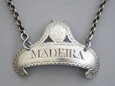 George III Silver Wine Label Madeira Crest & Motto of Montgomery John Rich c1784