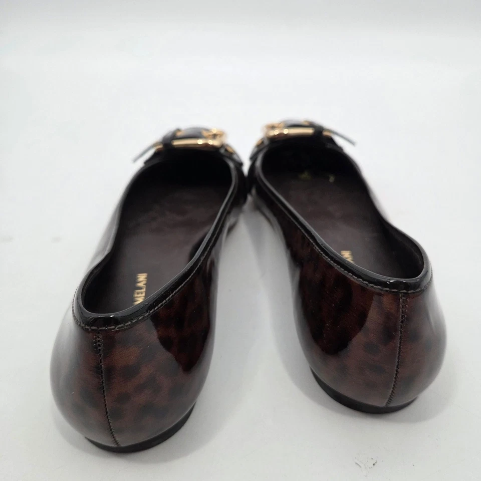 Zapatos planos Antonio Melani marrón charol estampado animal suela de cuero talla 7,5 Foto 4 de 4