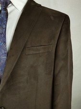 Ralph Lauren Blazer Mens 44L Dark Brown Faux Leather Suede Sports Coat Jacket
