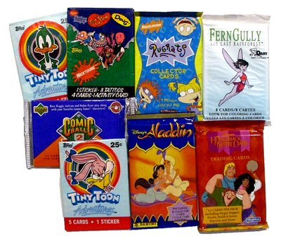 #ad CARTOON SEALED CARD PACK LOT OF 8 RUGRATS TINY TOON ALADDIN NICKELODEON PLUS $11.99