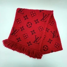 Louis Vuitton Logomania Wool Silk Scarf Muffler Ruby Red 168cm M72432