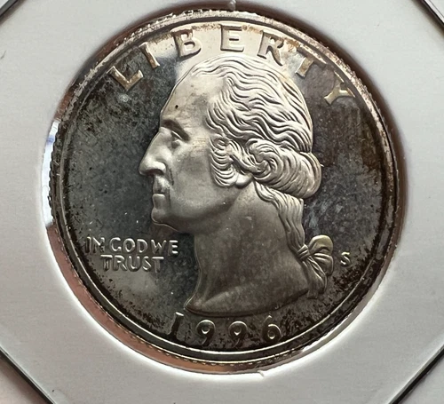 1996-S  WASHINGTON SILVER  25 CENTS  PROOF BRILLIANT UNCIRCULATED COIN