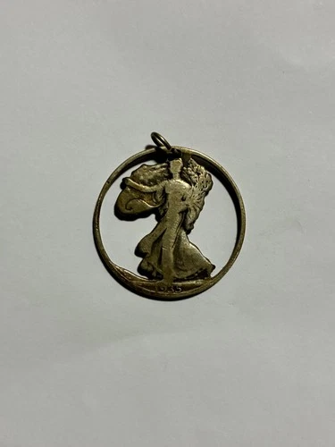 1935 Walking Liberty Silver Coin Pendant Cut Out