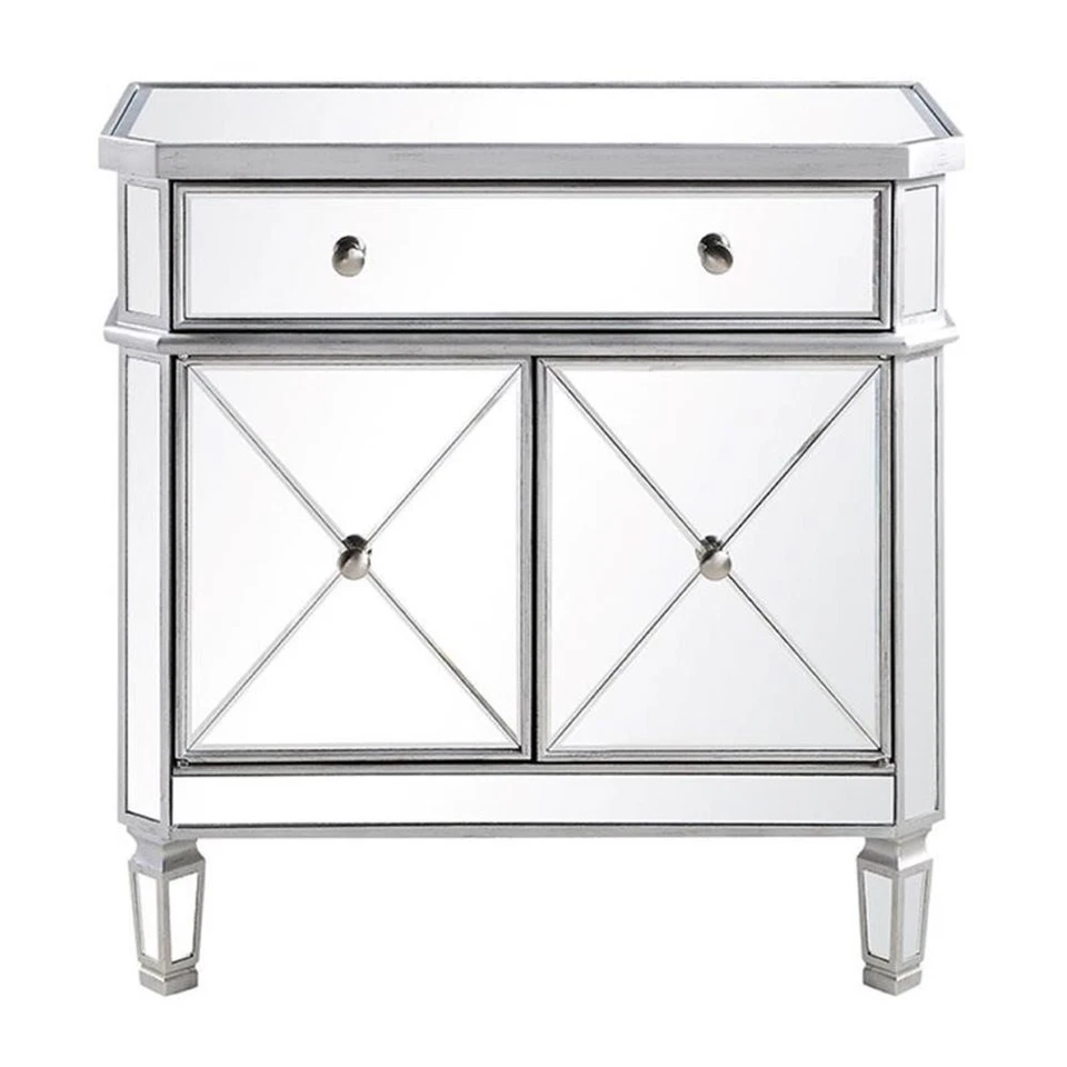 Cofre Beaumont Lane 2 puertas vidrio espejado/mármol en plata/transparente Foto 3 de 4