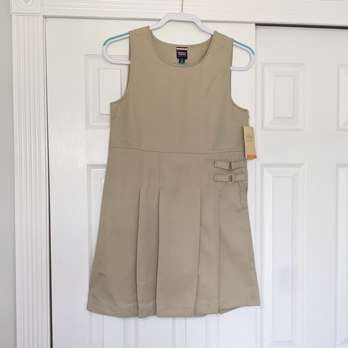 French Toast Jumper School Uniform 14 Girls Dress Khaki Tan Pleated Buckle NWT - Picture 3 of 12
