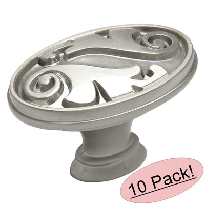 *10 Pack* Cosmas Cabinet Hardware Satin Nickel Oval Cabinet Knobs #4297SN