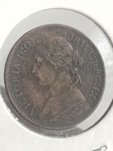 1878 FARTHING GREAT BRITAIN ENGLAND UNITED KINGDOM BRONZE ANTIQUE COIN VICTORIA - Picture 7 of 9