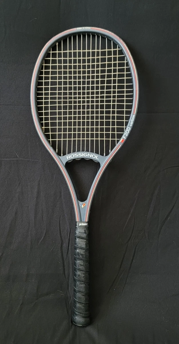 Rossignol F200 Carbon Tennis Racket Grey w Red White Stripe Made in France VTG