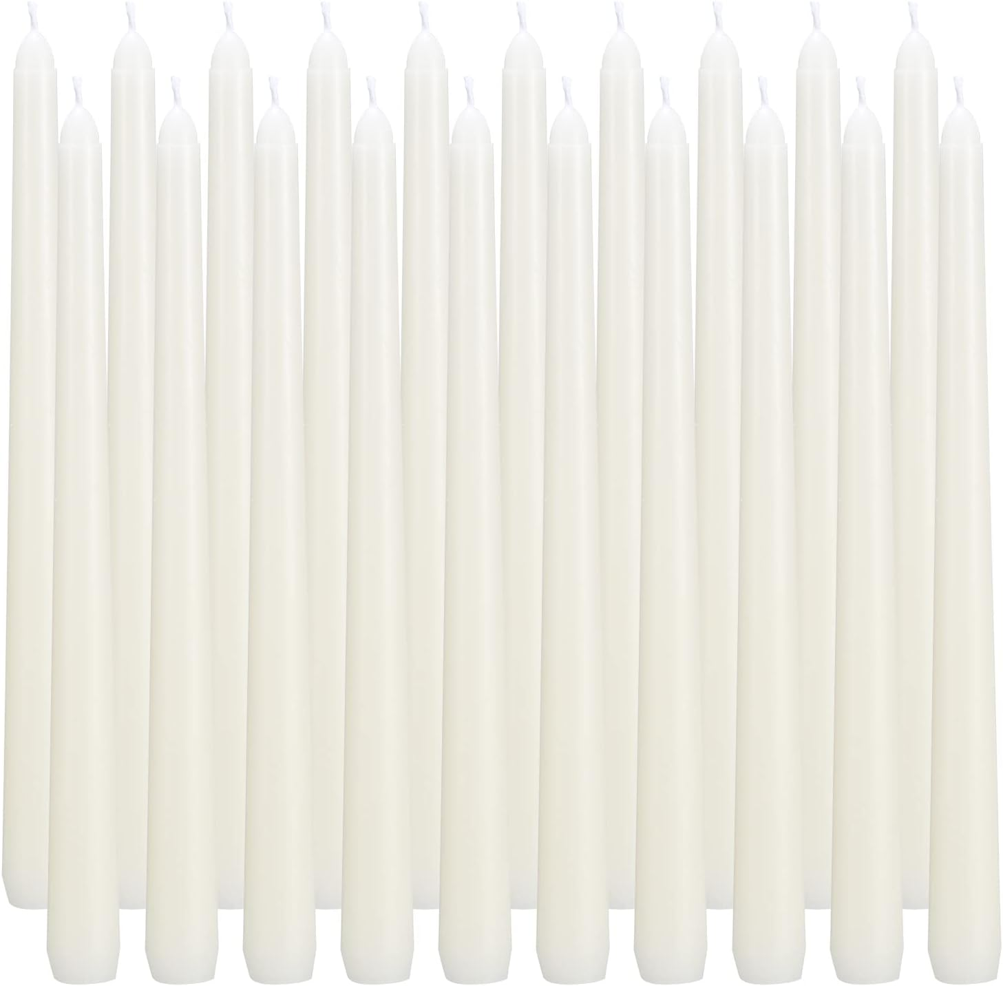 20 Ivory Unscented Smokeless 10-Inch Taper Candles Set