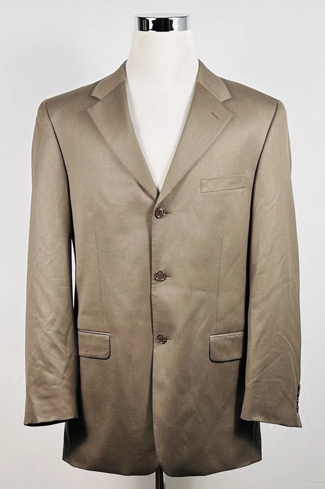 Abrigo Deportivo Donald J Trump 42L 100% Lana Beige Tres Botones Doble Ventilación Foto 2 de 4