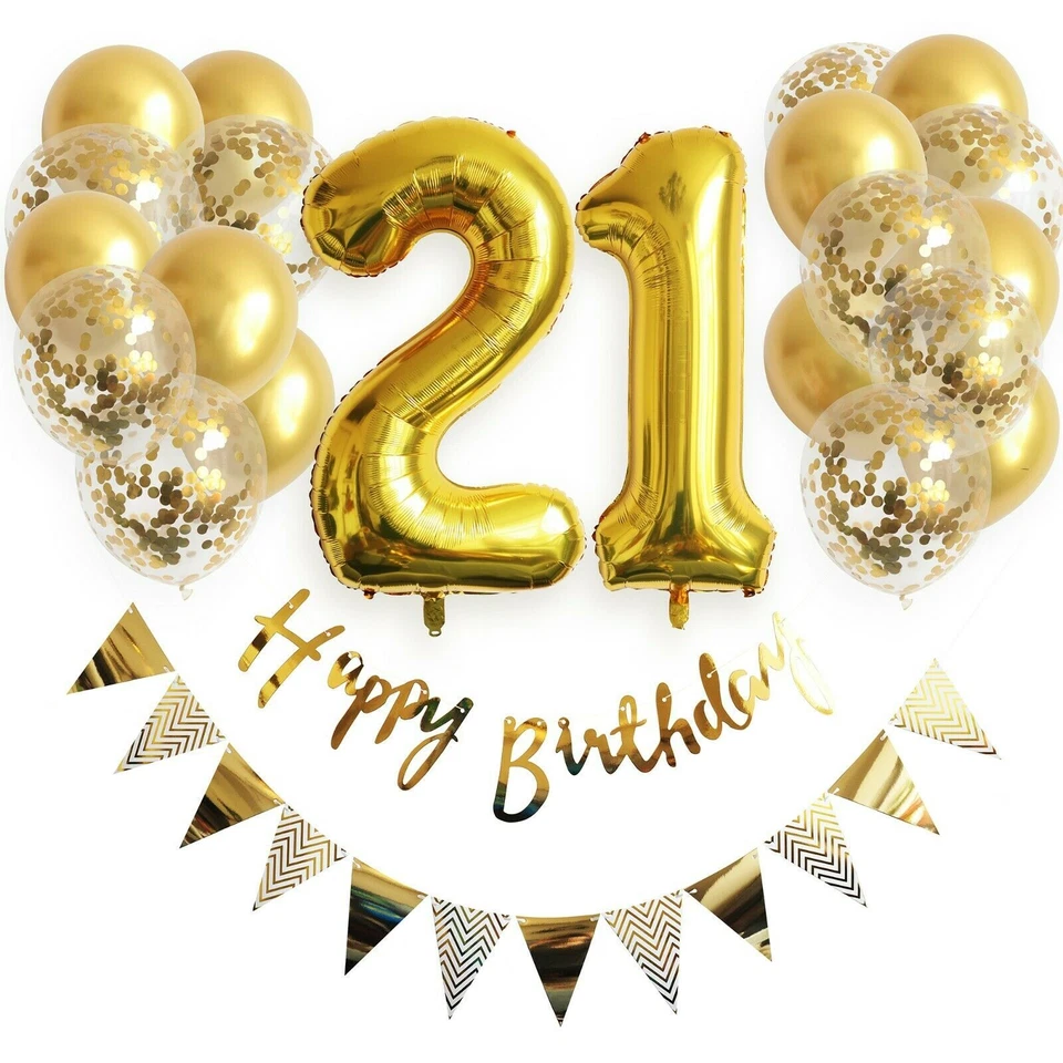 Luftballon Set 1-100 Gold Geburtstag Zahlen Alter Party Konfetti Happy Birthday - Bild 3 von 4