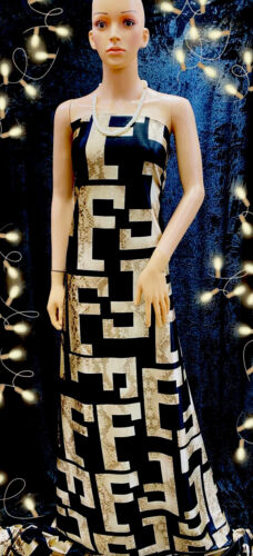 ☘️Superior Italian Black & Gold "F" letter Velvet Fabric, furnish, dress  - Afbeelding 1 van 9