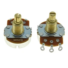 Pack of 2 Alpha Guitar Pots Potentiometer 19.5mm Brass Shaft Linear Pot B250K