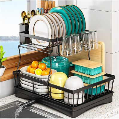 StowBin Tier Dish Drainer Rack Dish Rack with Utensil Holder for  Kitchen UK