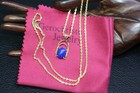 Estate 2.54 CT Intense Oval Blue Lapis Lazuli 14K Pendant Gold 10K 18" Necklace