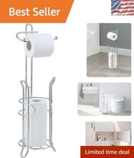 Chrome Free Standing Toilet Tissue Holder with Mega Roll Storage, Sturdy Design