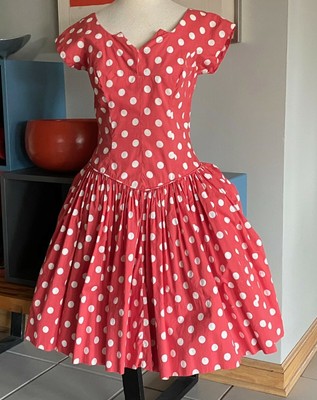 1950s red polka dot dress
