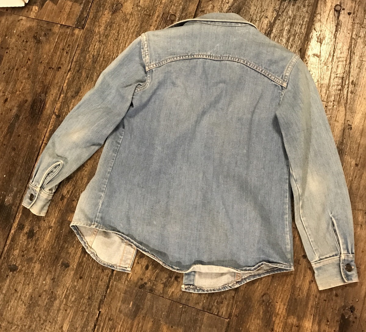 VTG 70's Sears Denim Shirt WomenSz 12 Cut 1 Work Tapered