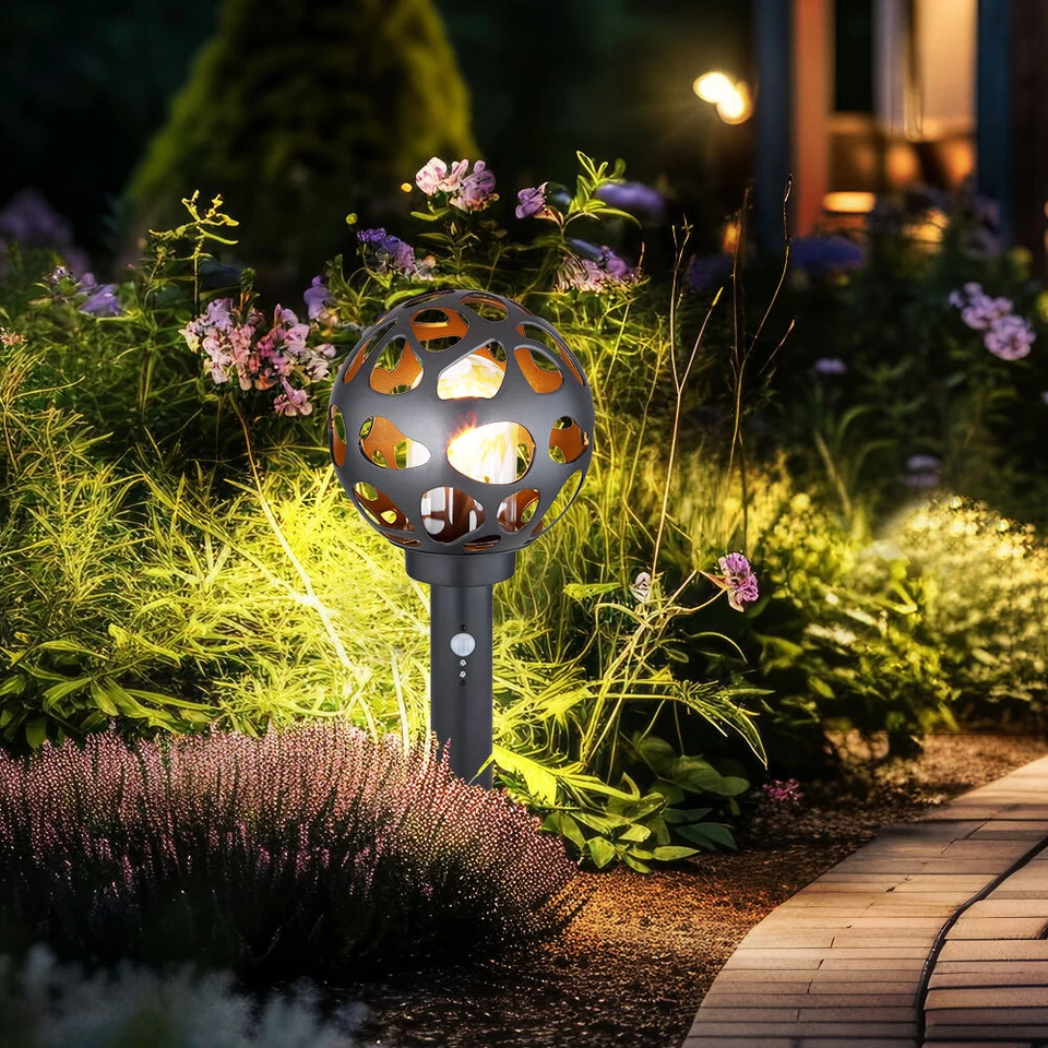 Stehlampe Sockel Außenlampe Bewegungsmelder Gartenleuchte Kugel Wegelampe H 45cm - Bild 4 von 4