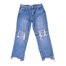 Free People Womens Maggie Busted Knee Chewed Hem Button Fly Jeans 29