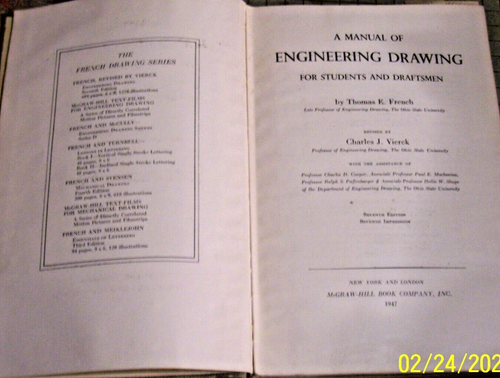 Engineering Drawing HC Thomas E. French O.S.U. 1947 Vintage Textbook 7th Edition - Imagen 8 de 14