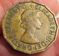 1965 UK Great Britain 3 Pence Thruppence Thrupenny Queen Elizabeth II Coin Circu