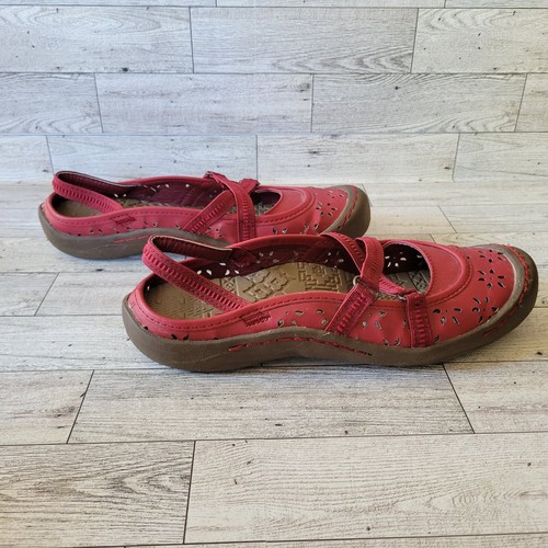 Muk Luks Sport Shoes 7 Red Mary Jane flats Geometric Cutouts Ankle Strap Womens - Picture 5 of 10