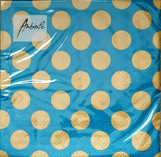 Servietten TüRkis Goldene Punkte 20 Stk Geburtstag Party 33X33Cm Neu-image