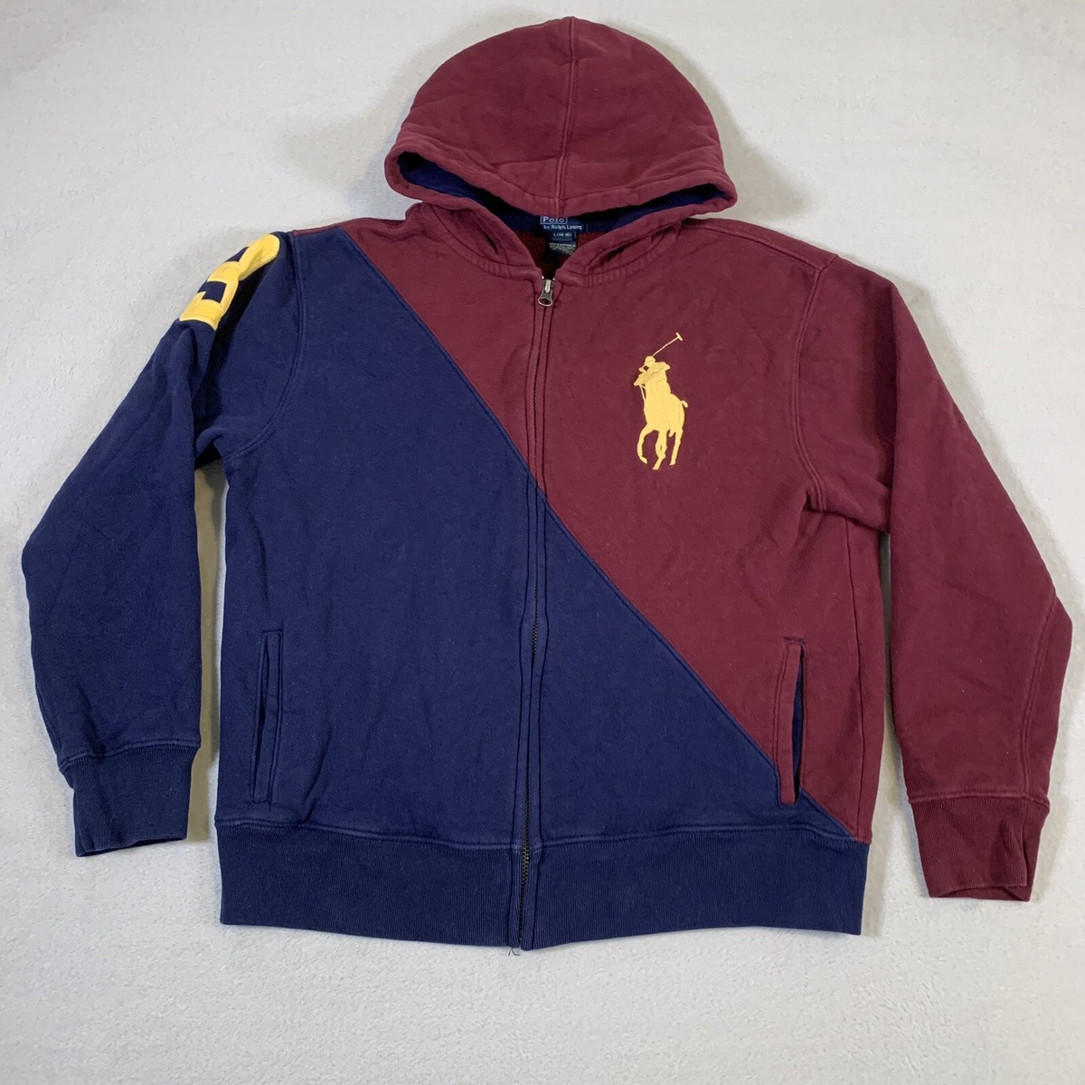 Polo Ralph Lauren Hoodie Boys Large Maroon Big Pony Full Zip