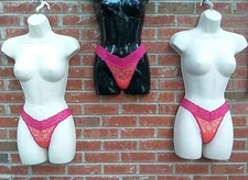 Vtg 90's Pink & Peach Lace Thong Panties "NEW" FAMOUS MAKER No Tags 3pr XL *READ