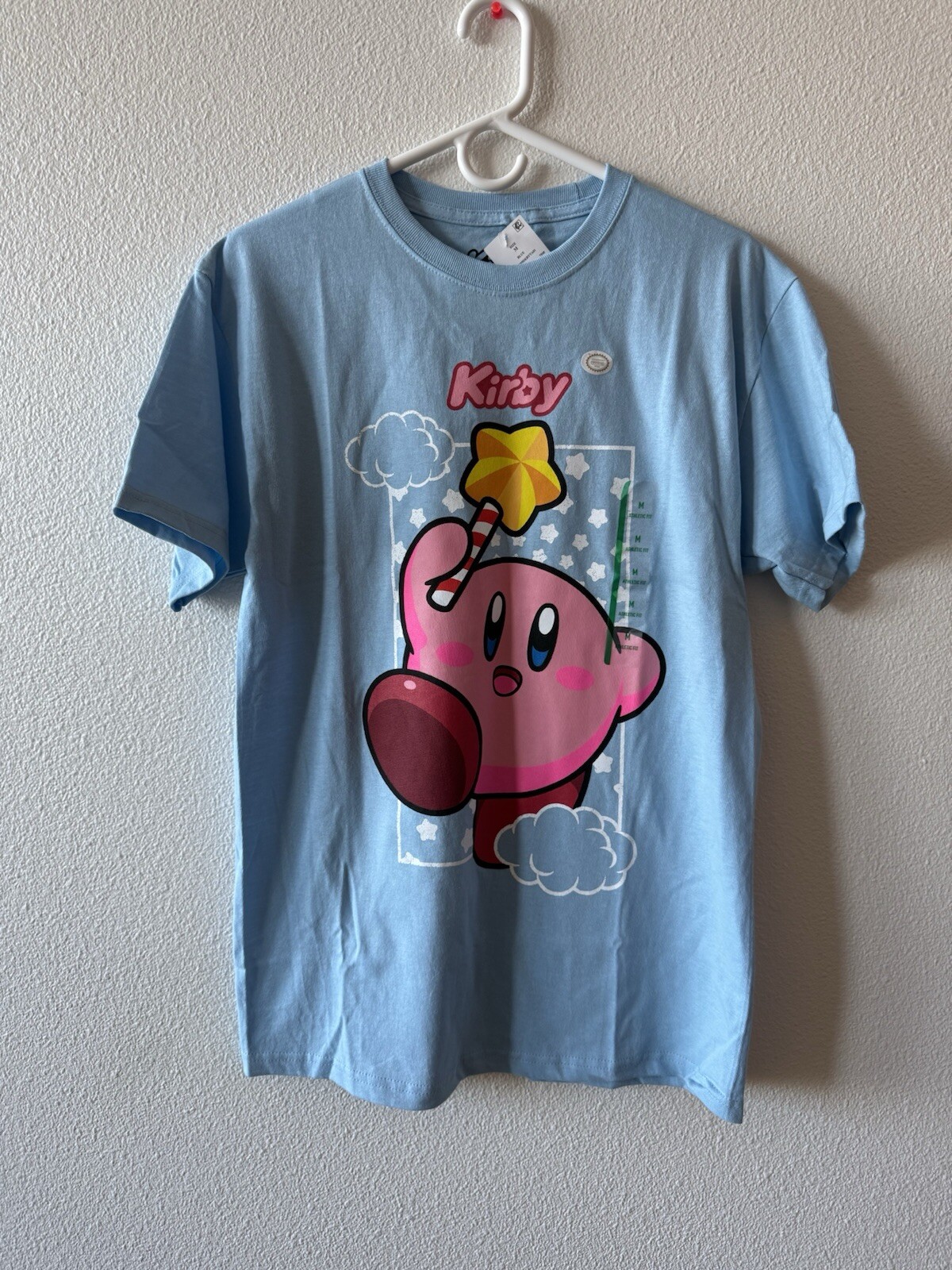 Kirby Nintendo Graphic T-Shirt Light Blue Short Sleeve Unisex Size M