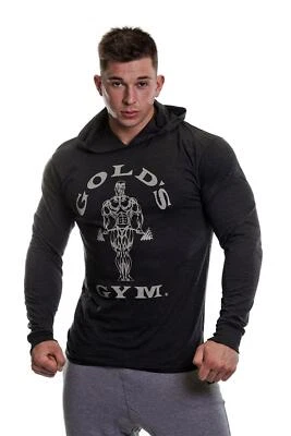 Golds Gym Muscle Joe Longsleeve Hoodie Herren Grau Fitness Größe S-XXL