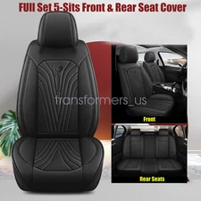 Full Front & Rear 5-Seat Cover Perforated PU Leather Black For Nissan Murano