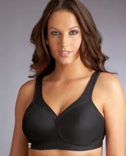 GLAMORISE Women's MEDIUM IMPACT WIRE-FREE SPORTS BRA, Black, 34G