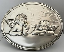 Icona angeli custodi 24x19 in lamina d'argento