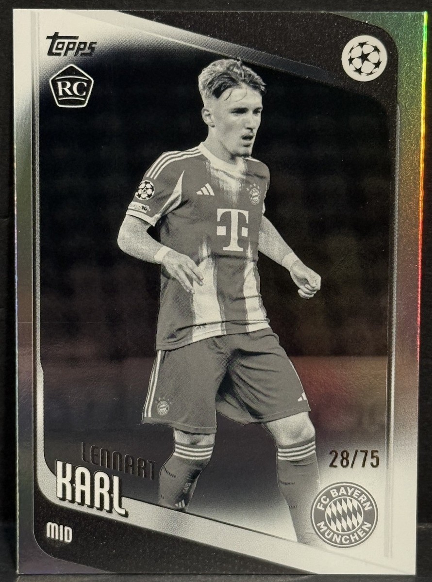 2025-26 Topps UEFA CC Bayern Munich RC Lennart Karl Black & White